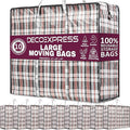 Deco Express Moving Bags with Zipper, Handles, Pack of 10 Large 75L/20 gal Foldable Heavy Duty Home Storage, Clothes Storage, Moving Supplies (Pack of 10)