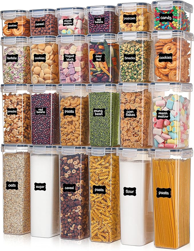 Vtopmart 24pcs Airtight Food Storage Containers with Lids and 4 Pack Pantry Organization and Storage