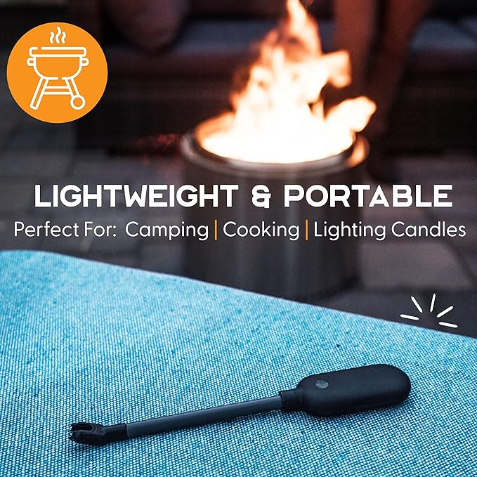 Power Practical Candle Lighter Sparkr USB Rechargeable Electric Lighter w/Plasma Technology & Extra Long Wand, Flameless Lighters for Candles, Camping, Cooking, Black