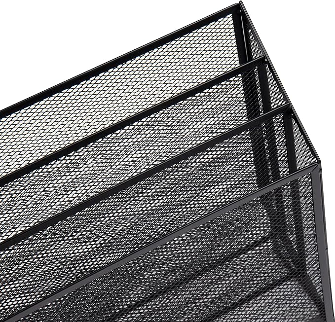 Mind Reader Vertical File Storage, Desktop Organizer, Workspace, Office, Metal Mesh, 12.5"L x 3.75"W x 11.5"H, Black