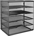 Amazon Basics 5-Tier Mesh Desk Organizer, File Holder, Paper Sorter for Office Supplies, Mail, Documents, 13.6 x 9.5 x 12.8 inches, Black
