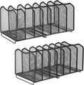Simple Trending 2 Pack Mesh Desktop File Sorter Organizer, 7-Section Bookshelf For Desk Home Office, Black