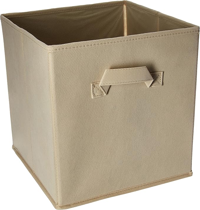Home-Complete 6-Pack Storage Bins Set - Collapsible, Foldable Cube Organization for Shelves and Cubbies in Homes, Offices, and Nurseries (Beige)