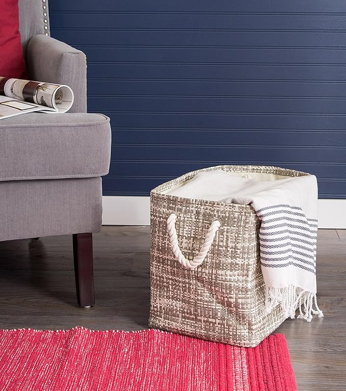 DII Woven Paper Storage Bin, Tweed, Gray, Large